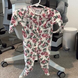 Nicole Miller Pink and Green Floral Footie One Piece